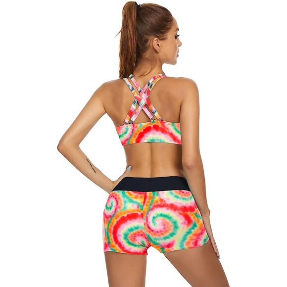 JASAMBAC 3 Piece Rainbow Tie-Dye Tankini Set Sz M - Picture 3 of 9